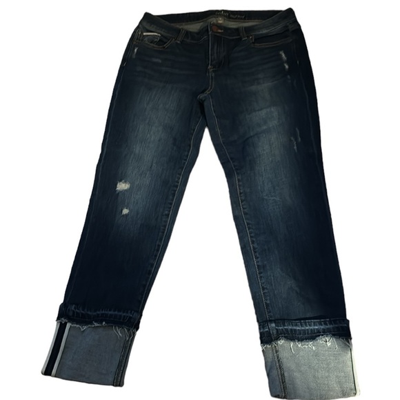 New York & Co Soho boyfriend Jeans distressed mid rise cropped Sz 6 - Picture 1 of 9